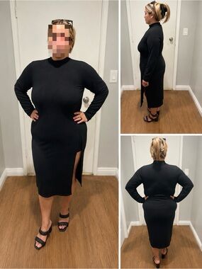 Torrid Black Long-Sleeve Midi Dress with Side Slit